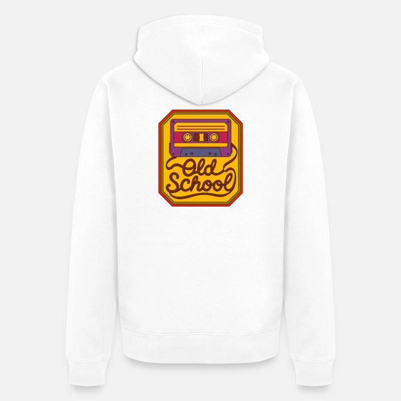 Old School Cassette Retro Patch - Unisex Premium Organic Zip Hoodie - white