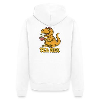 Tea Rex: Dinosaur Tea Time - Unisex Premium Organic Zip Hoodie - white - Back - Thijin (182cm)