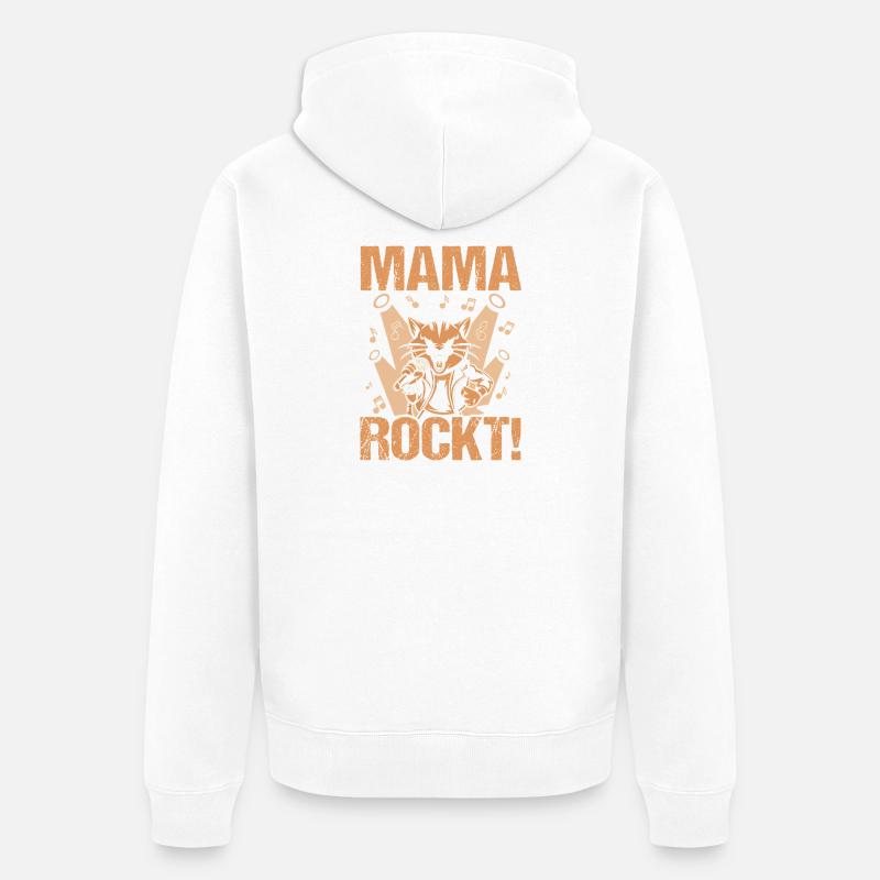 Maman Chat Maman Rocker Cool - Veste à capuche bio Premium Unisexe - blanc