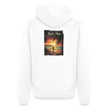 Puerto Plata Sonnenuntergang am Strand - Unisex Premium Bio Zip Hoodie - Weiß - Hinten - Thijin (182cm)
