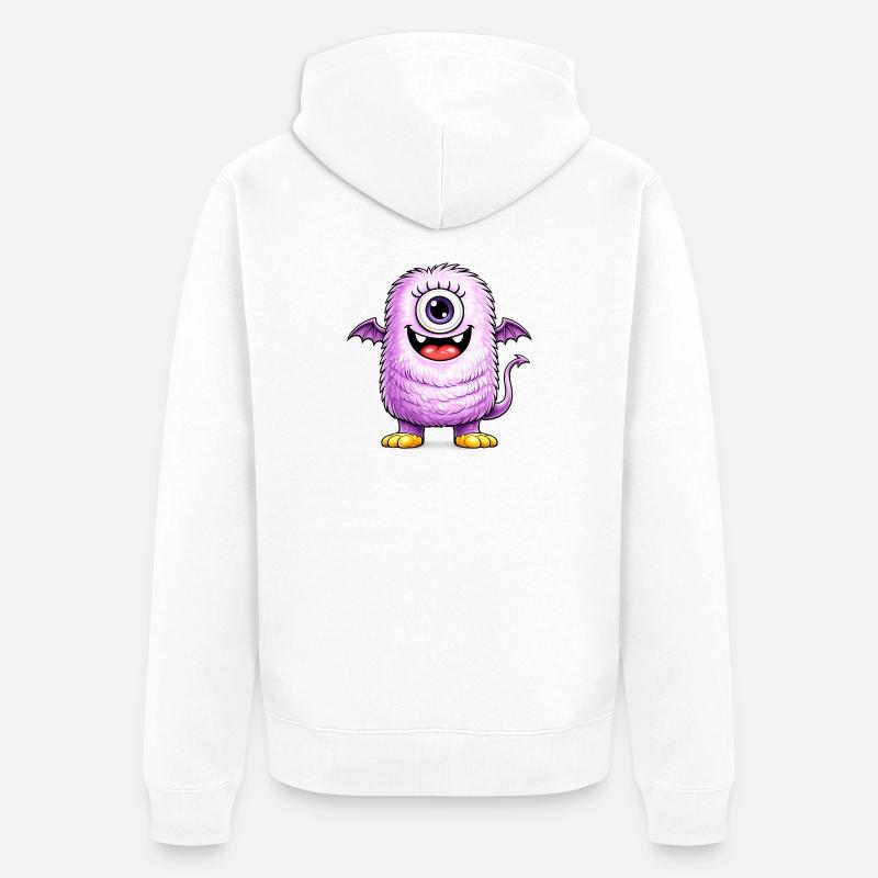 Monstre violet à un œil - Veste à capuche bio Premium Unisexe - blanc