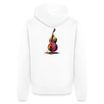 Double bass with dripping paint - Unisex Premium Organic Zip Hoodie - white - Back - Thijin (182cm)