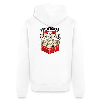 Emotional Support Pelmeni | Food Humor Cute Faces - Unisex Premium Bio Zip Hoodie - Weiß - Hinten - Thijin (182cm)