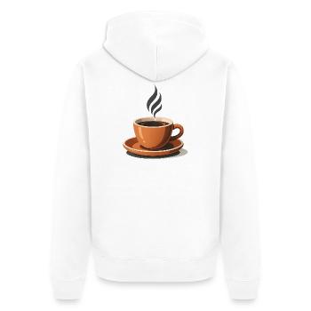 Eine Tasse aromatisch-heißer Kaffee - Unisex Premium Bio Zip Hoodie - Weiß - Hinten - Thijin (182cm)
