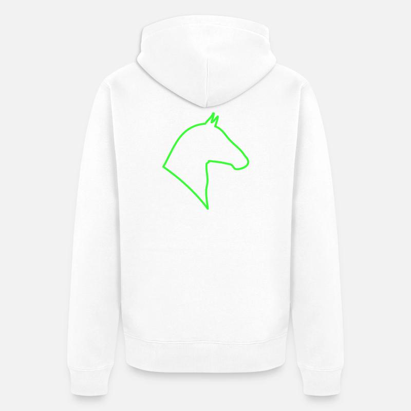 Contour du cheval en vert - Veste à capuche bio Premium Unisexe - blanc