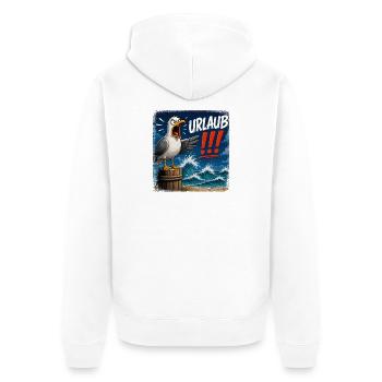 Urlaub!!! Sturm am Meer - Unisex Premium Bio Zip Hoodie - Weiß - Hinten - Thijin (182cm)