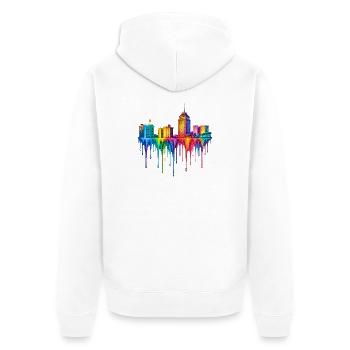Fresno California Dripping Paint - Unisex Premium Organic Zip Hoodie - white - Back - Thijin (182cm)