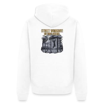 calisthenics workout - Unisex Premium Organic Zip Hoodie - white - Back - Thijin (182cm)