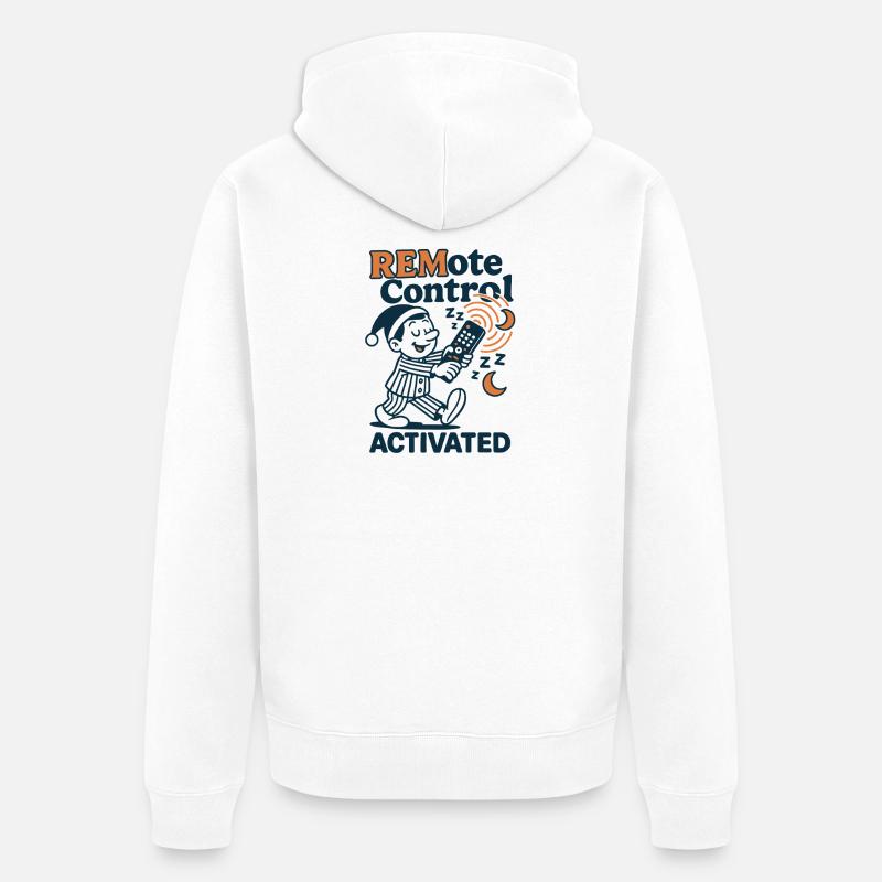 Télécommande de veille | Humour somnambule - Veste à capuche bio Premium Unisexe - blanc