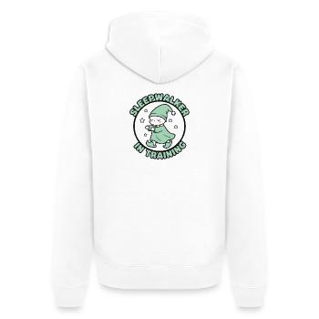 Sleepwalkers in training | Sleep humor - Unisex Premium Organic Zip Hoodie - white - Back - Thijin (182cm)