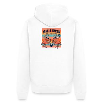 Malle Diven Beach Club Flamingo Mallorca Party  - Unisex Premium Bio Zip Hoodie - Weiß - Hinten - Thijin (182cm)