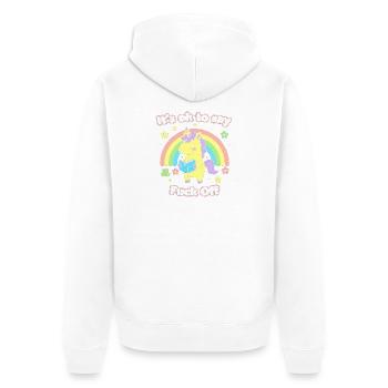 Einhorn-Lesung unter dem Regenbogen - Unisex Premium Bio Zip Hoodie - Weiß - Hinten - Thijin (182cm)