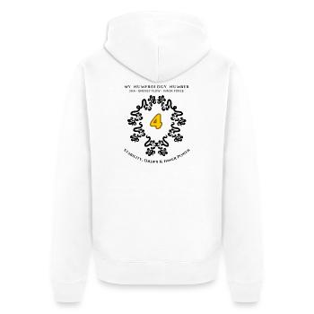 Number 4 Symbol of Stability, Order, and Strength - Unisex Premium Organic Zip Hoodie - white - Back - Thijin (182cm)