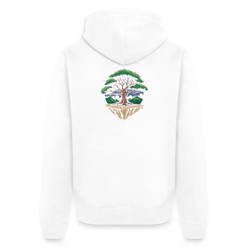 Paysage du cercle de l’île Tree - Veste à capuche bio Premium Unisexe - blanc - Dos - Thijin (182cm)