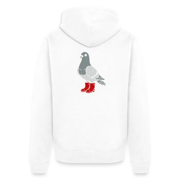 Dove in red boots - Unisex Premium Organic Zip Hoodie - white - Back - Thijin (182cm)