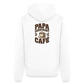 Daddy Fuel Kaffee - Unisex Premium Bio Zip Hoodie - Weiß - Hinten - Thijin (182cm)