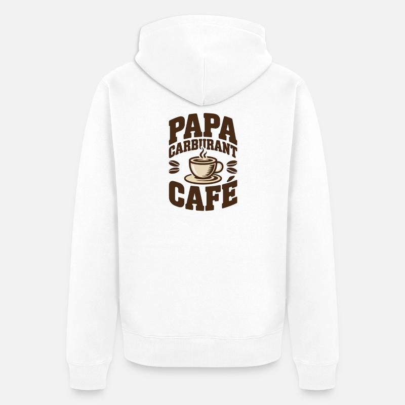 Papa Carburant Café - Veste à capuche bio Premium Unisexe - blanc