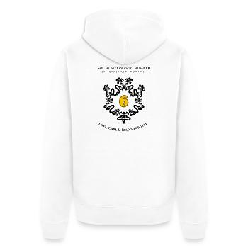 Number 6 Symbol of Love, Care and Responsibility - Unisex Premium Organic Zip Hoodie - white - Back - Thijin (182cm)