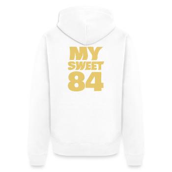 Sweet 84 - Unisex Premium Organic Zip Hoodie - white - Back - Thijin (182cm)
