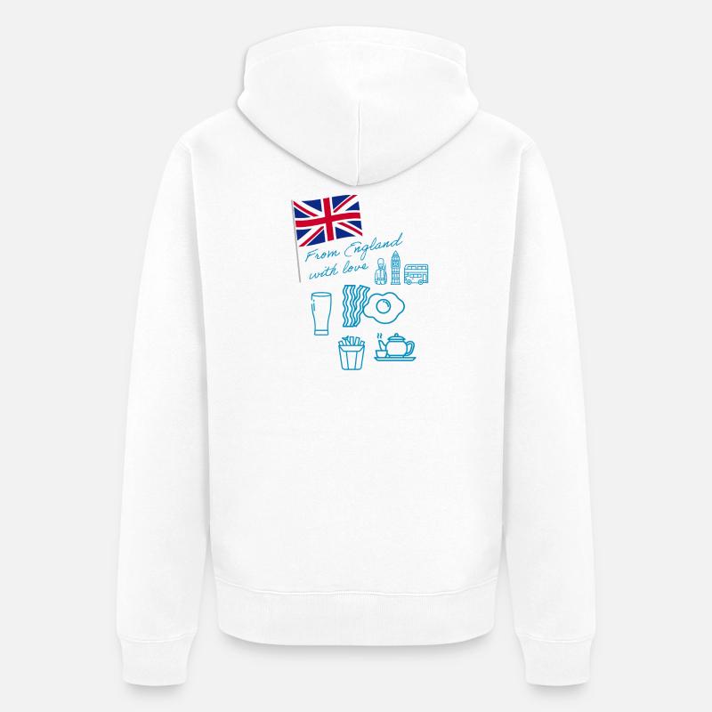 EXANGLIA (Bleu) - Veste à capuche bio Premium Unisexe - blanc