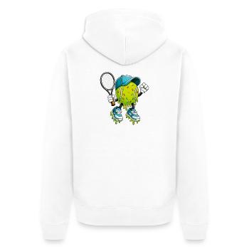 Humour de terrain de joueur de balle de tennis dégoulinant - Veste à capuche bio Premium Unisexe - blanc - Dos - Thijin (182cm)