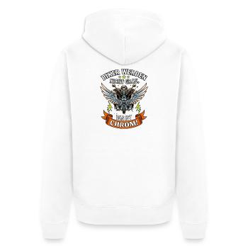 Biker werden nicht grau das ist Chrom Motorrad - Unisex Premium Bio Zip Hoodie - Weiß - Hinten - Thijin (182cm)