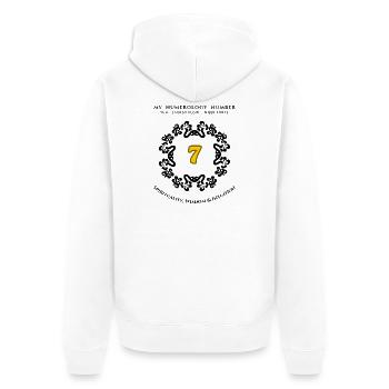 Nummer 7 Symbol für Spiritualität, Weisheit und Intuition - Unisex Premium Bio Zip Hoodie - Weiß - Hinten - Thijin (182cm)
