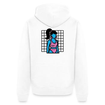 Fitness Girl Vaporwave des années 90 - Veste à capuche bio Premium Unisexe - blanc - Dos - Thijin (182cm)