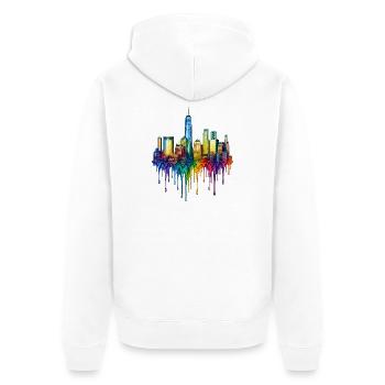 New York City New York Dripping Art - Unisex Premium Organic Zip Hoodie - white - Back - Thijin (182cm)