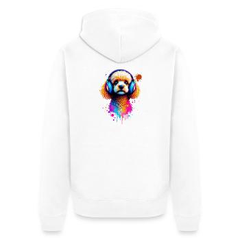 Caniche avec un casque - Veste à capuche bio Premium Unisexe - blanc - Dos - Thijin (182cm)