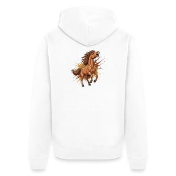 Cheval sauvage dans un flot de couleurs - Veste à capuche bio Premium Unisexe - blanc - Dos - Thijin (182cm)