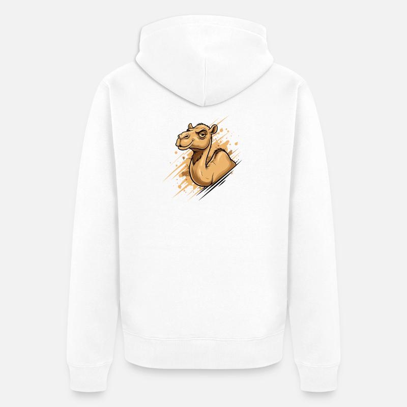 Kamel Karikatur Spritz-Splash - Unisex Premium Bio Zip Hoodie - Weiß