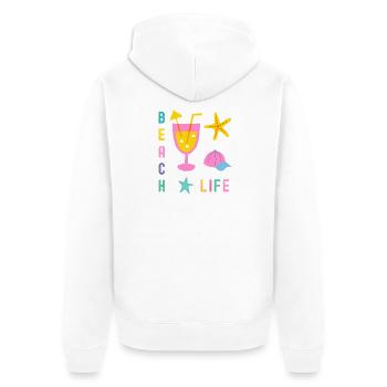 Beach Life Summer Style - Unisex Premium Organic Zip Hoodie - white - Back - Thijin (182cm)