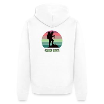 Camino Inglés Pilgern Pilgerreise Wander Jakobsweg - Unisex Premium Bio Zip Hoodie - Weiß - Hinten - Thijin (182cm)