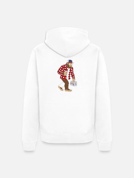 Bigfoot in rotem kariertem Bierbekleidung - Unisex Premium Bio Zip Hoodie - Weiß