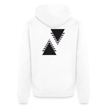 Duale Dreiecke hallen wider - Unisex Premium Bio Zip Hoodie - Weiß - Hinten - Thijin (182cm)