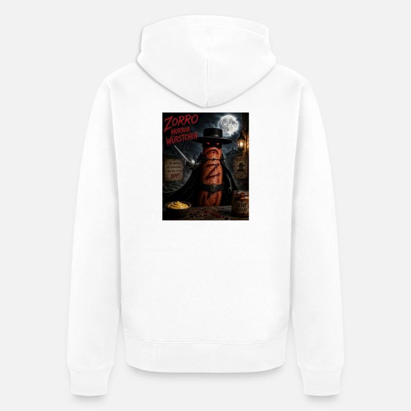 Zorro Horror Würstchen  - Unisex Premium Bio Zip Hoodie - Weiß