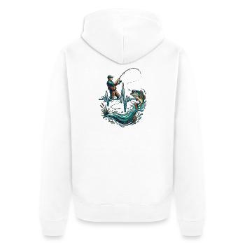 Pêche au battement de cœur Pêcheur ECG Poisson - Veste à capuche bio Premium Unisexe - blanc - Dos - Thijin (182cm)