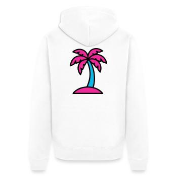 Neon Palm Tree 90s Vaporwave - Unisex Premium Organic Zip Hoodie - white - Back - Thijin (182cm)