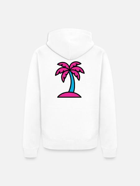 Neon Palm Tree 90s Vaporwave - Unisex Premium Organic Zip Hoodie - white