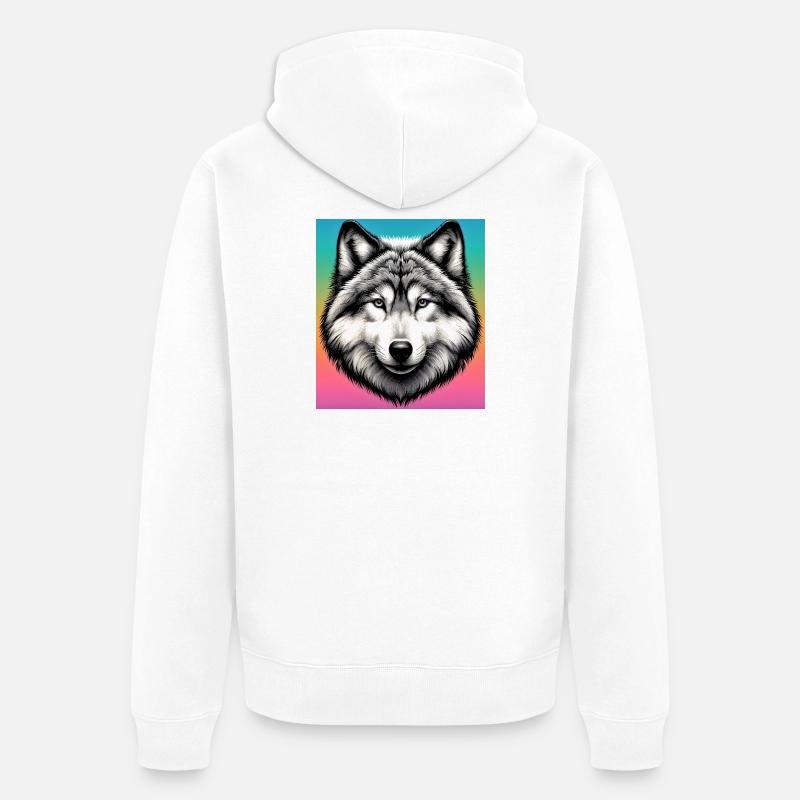 Loup - Veste à capuche bio Premium Unisexe - blanc