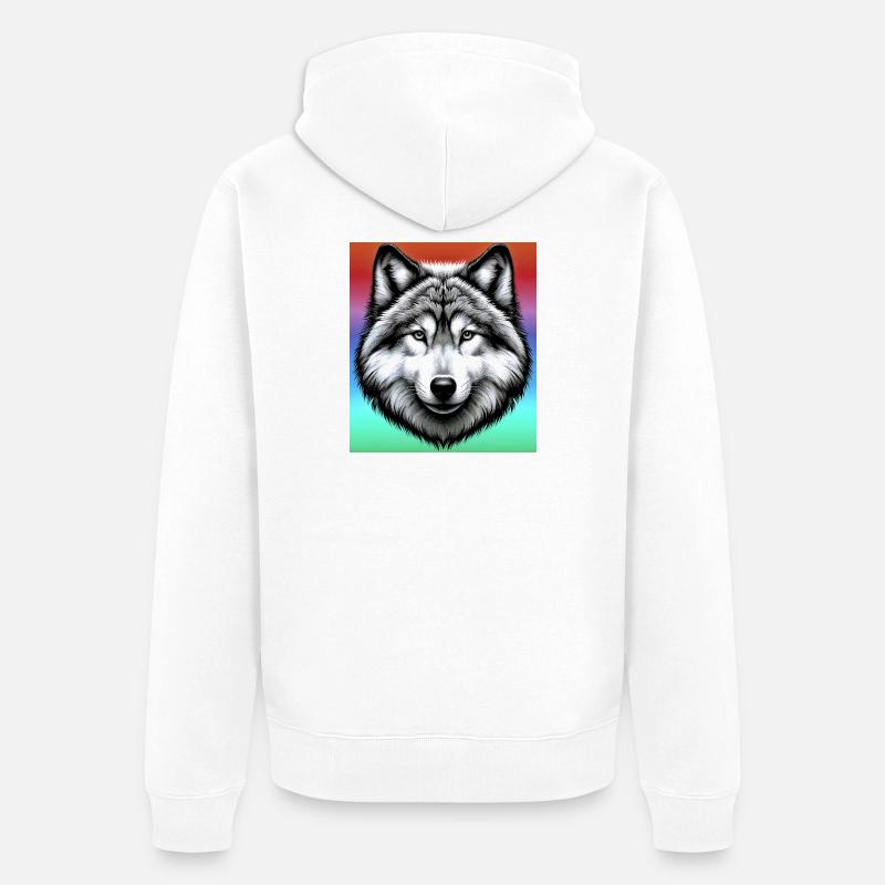 Loup - Veste à capuche bio Premium Unisexe - blanc