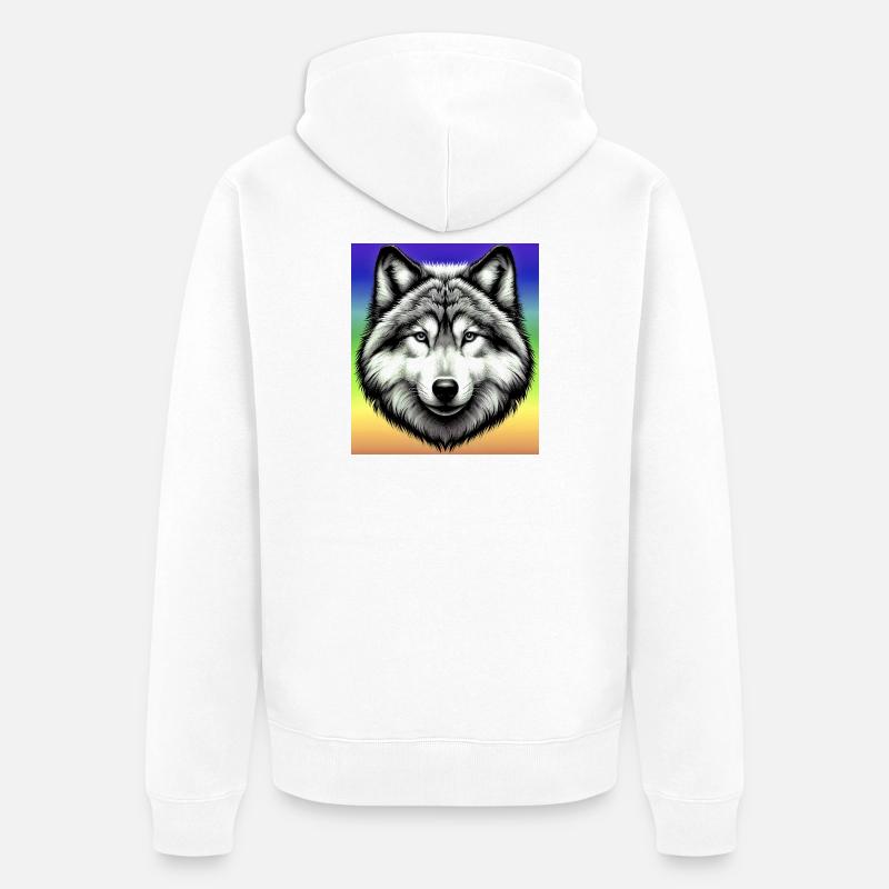 Loup - Veste à capuche bio Premium Unisexe - blanc