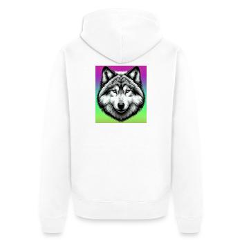 Wolf - Unisex Premium Bio Zip Hoodie - Weiß - Hinten - Thijin (182cm)