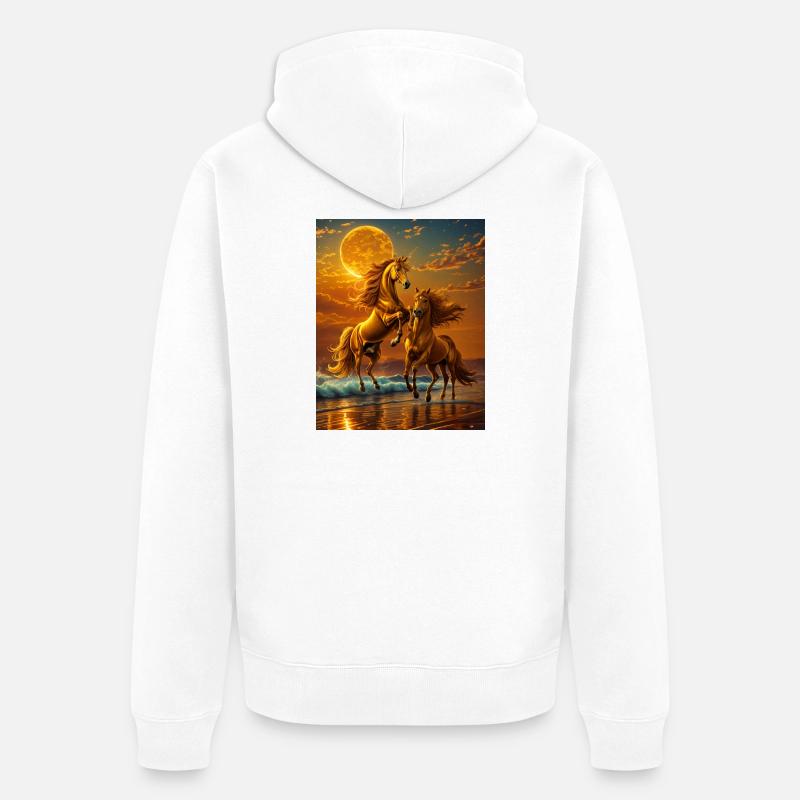 Mondlichthufe am Abendmeer - Unisex Premium Bio Zip Hoodie - Weiß