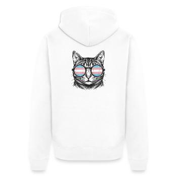 Pride Month LGBT – Lustige Katze mit Sonnenbrille - Unisex Premium Bio Zip Hoodie - Weiß - Hinten - Thijin (182cm)