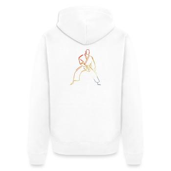 Judoka Sketch Vintage Look - Unisex Premium Organic Zip Hoodie - white - Back - Thijin (182cm)
