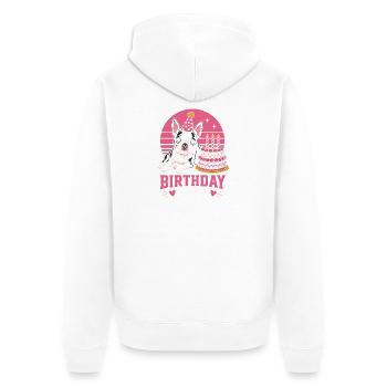 Birthday Girl Boston Terrier Cake - Unisex Premium Bio Zip Hoodie - Weiß - Hinten - Thijin (182cm)