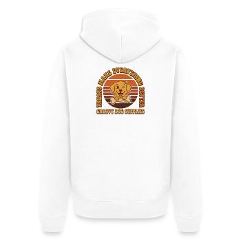 Groovy Dog Vintage Logo - Unisex Premium Organic Zip Hoodie - white - Back - Thijin (182cm)