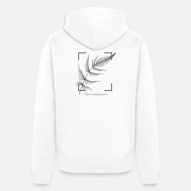 Fern leaf (Pteris semipinnata) - Unisex Premium Organic Zip Hoodie - white